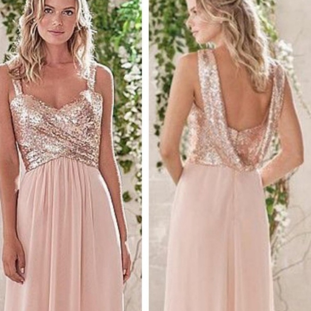 B2 Jasmine Rose Gold Bridesmaid Dress Sequins Size 4